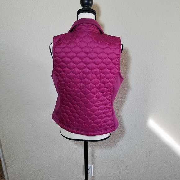 L.L. Bean Puffer Vest Small Pink Purple Quilted Jacket Sleeveless Full Zip Women - Picture 3 of 8